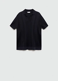 Ribbed knit polo shirt