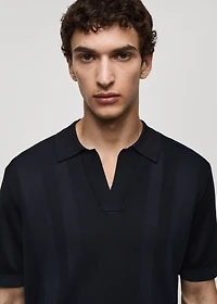 Ribbed knit polo shirt