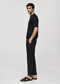 Ribbed knit polo shirt