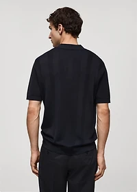 Ribbed knit polo shirt
