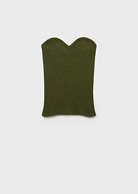 Knitted top with sweetheart neckline