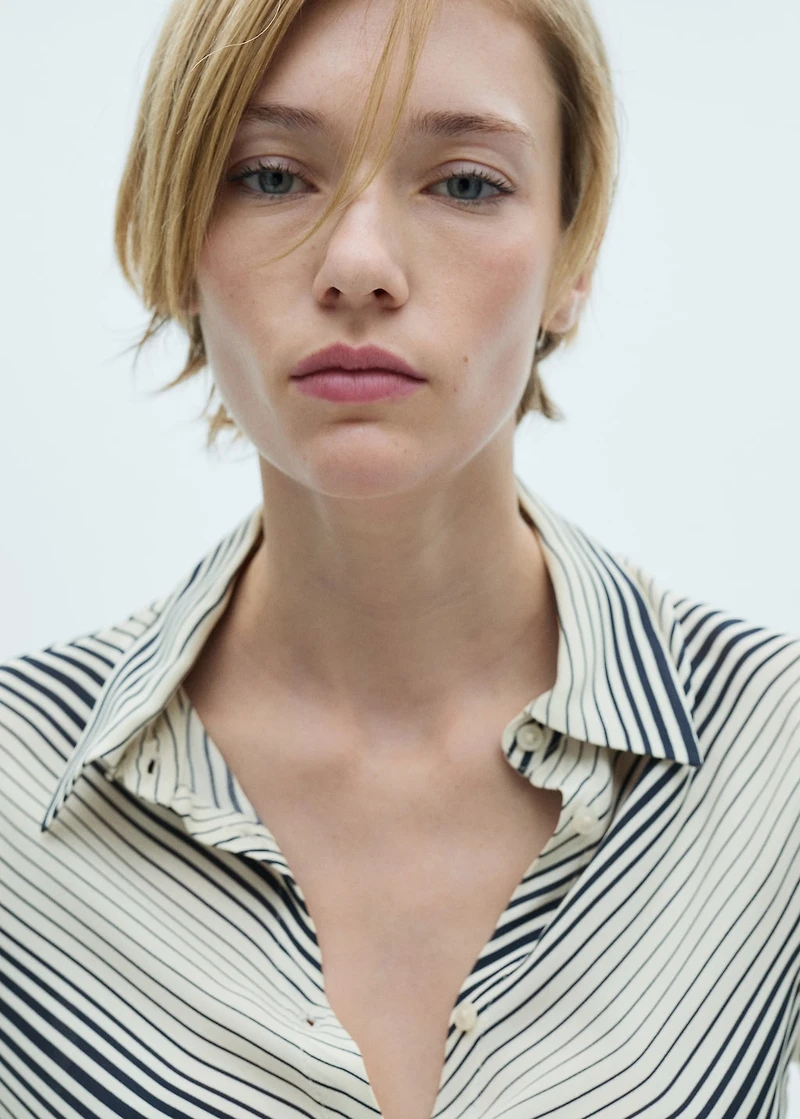 Striped shirt with flared sleeves