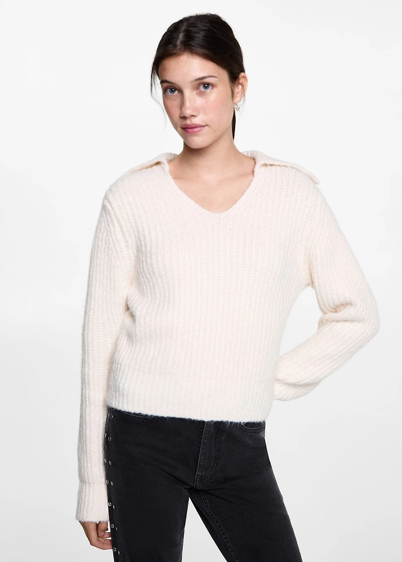V-neck knit sweater