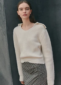 V-neck knit sweater
