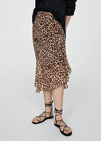 Leopard-print gathered skirt