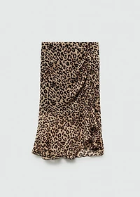 Leopard-print gathered skirt