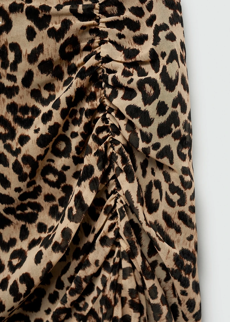 Leopard-print gathered skirt