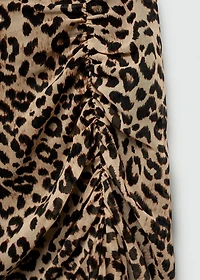 Leopard-print gathered skirt