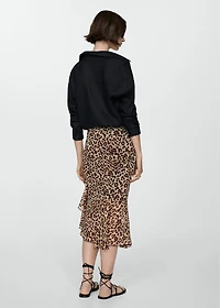 Leopard-print gathered skirt