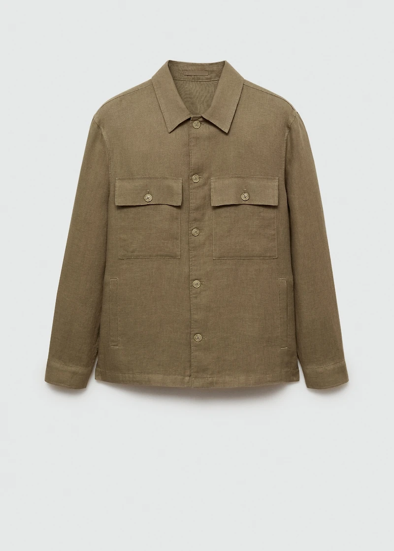 100% linen overshirt with pockets