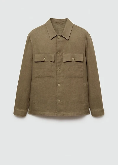 100% linen overshirt with pockets