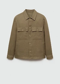 100% linen overshirt with pockets