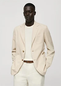 Washed-effect cotton-linen blazer