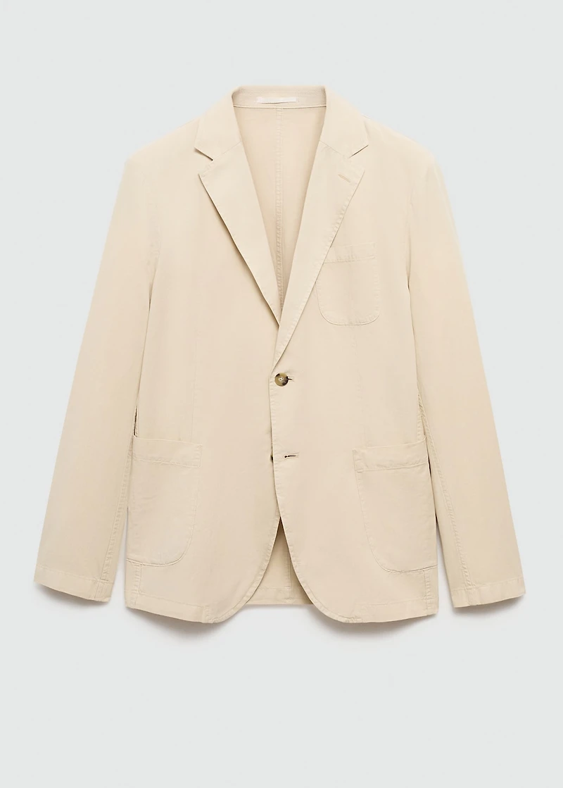 Washed-effect cotton-linen blazer