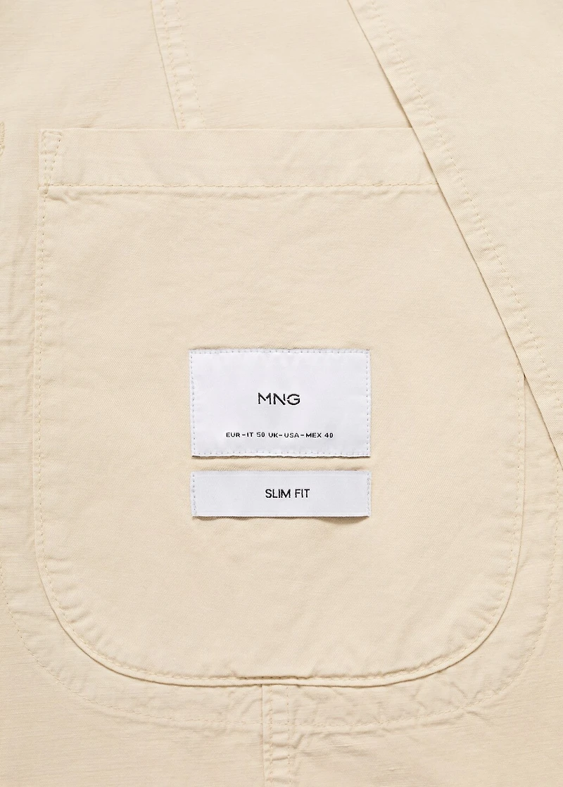 Washed-effect cotton-linen blazer