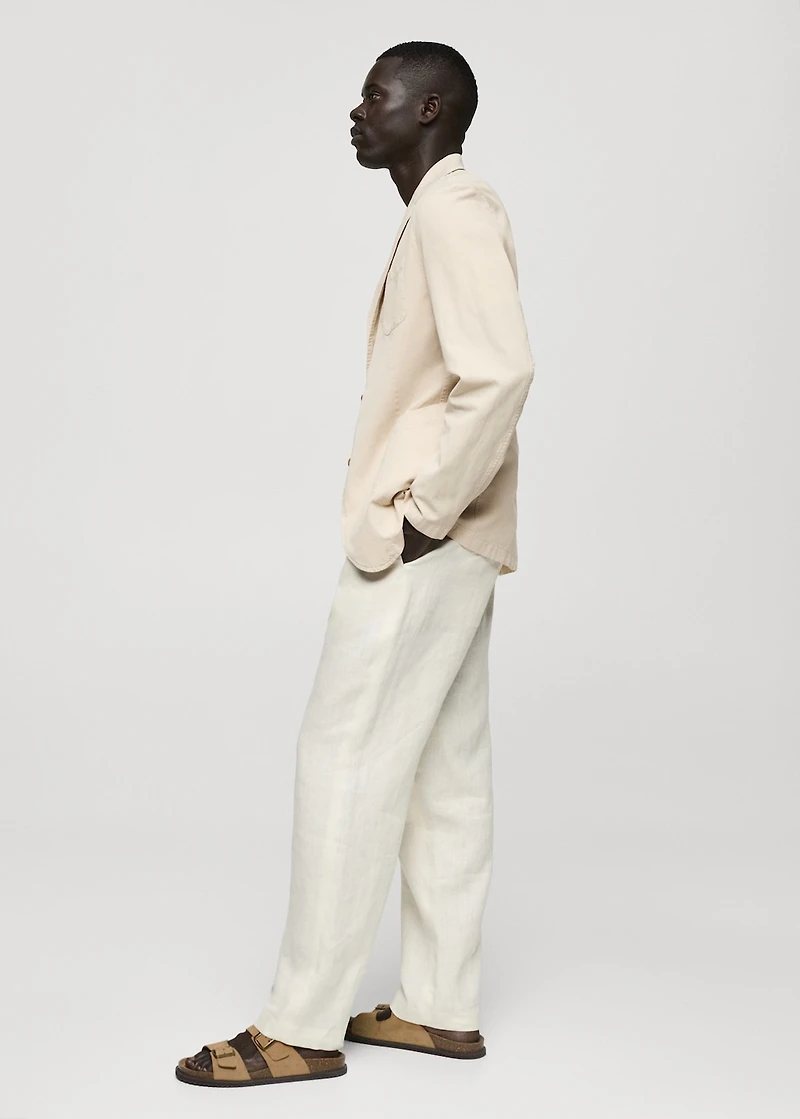 Washed-effect cotton-linen blazer