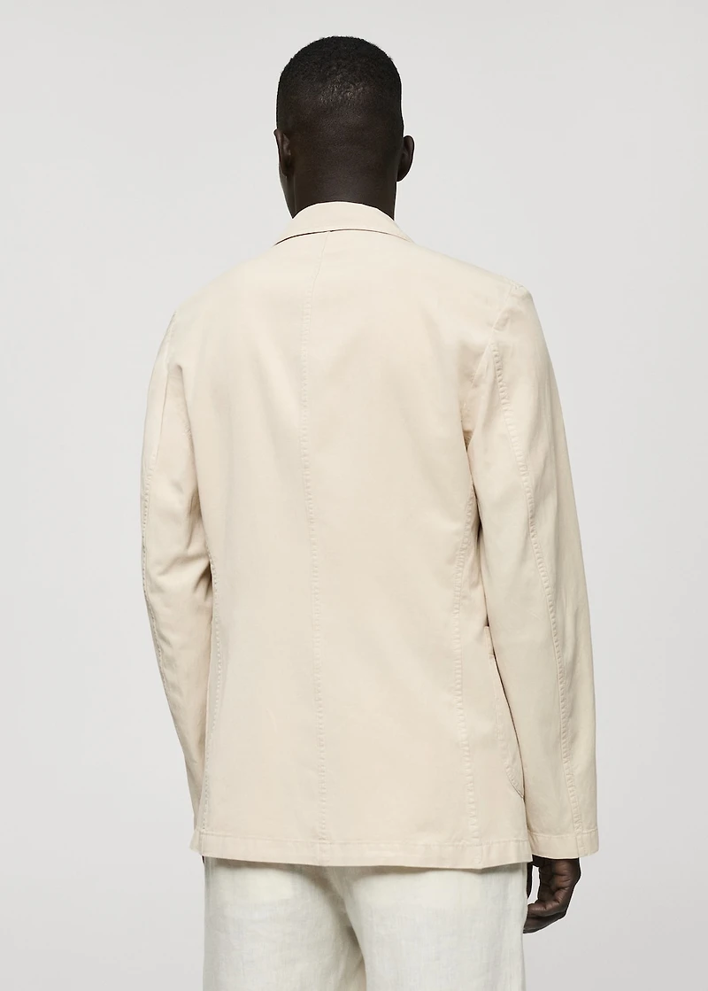 Washed-effect cotton-linen blazer