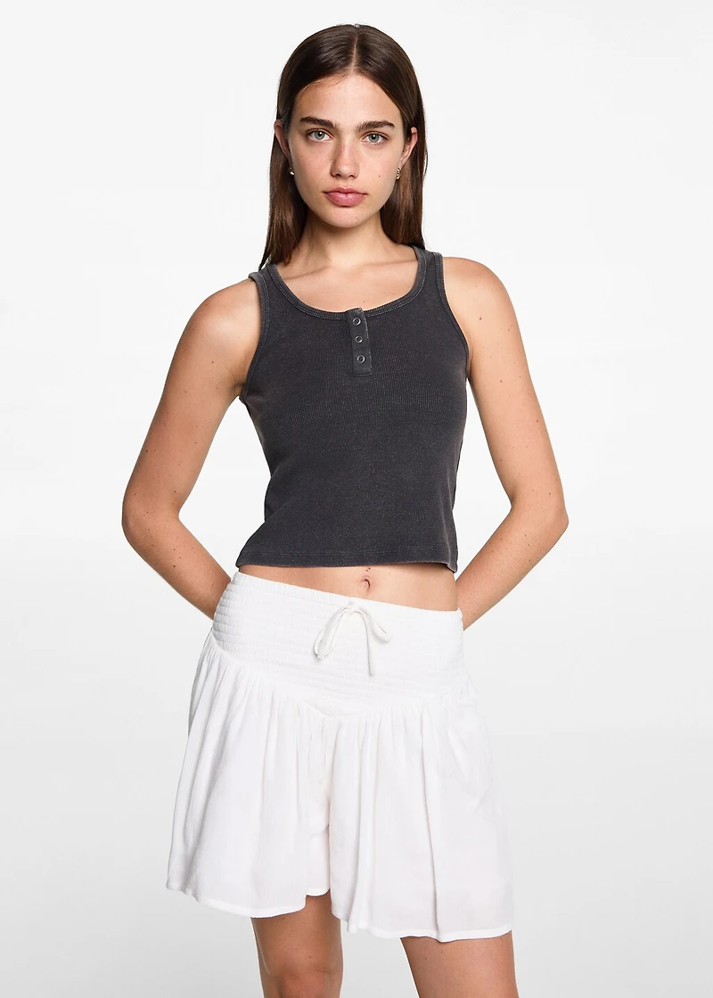 Ribbed cotton-blend top