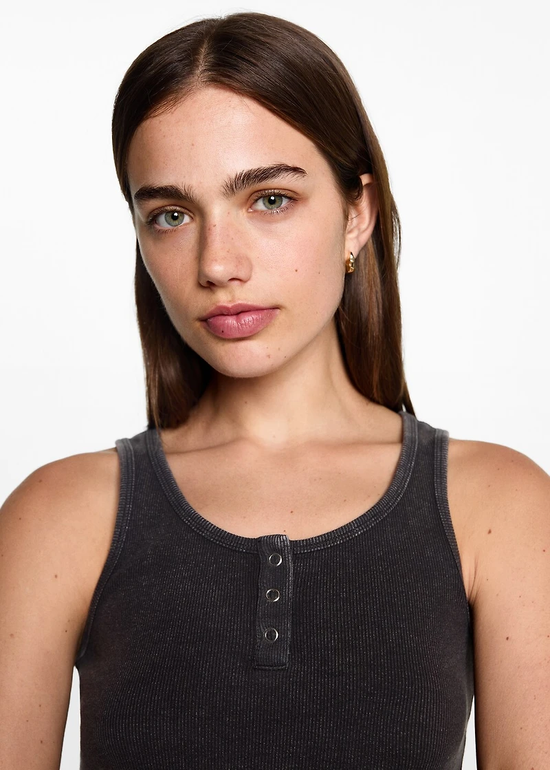 Ribbed cotton-blend top