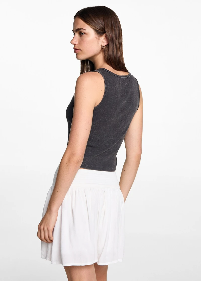 Ribbed cotton-blend top