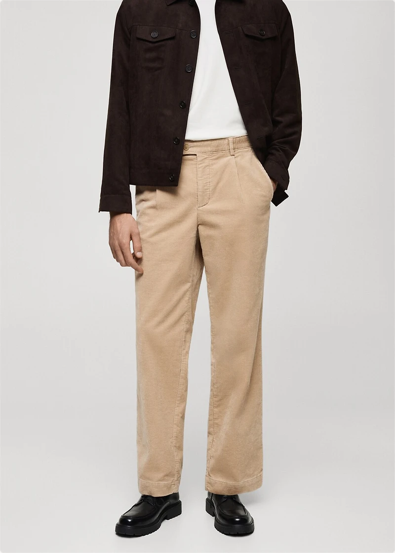 Corduroy straight-fit pants