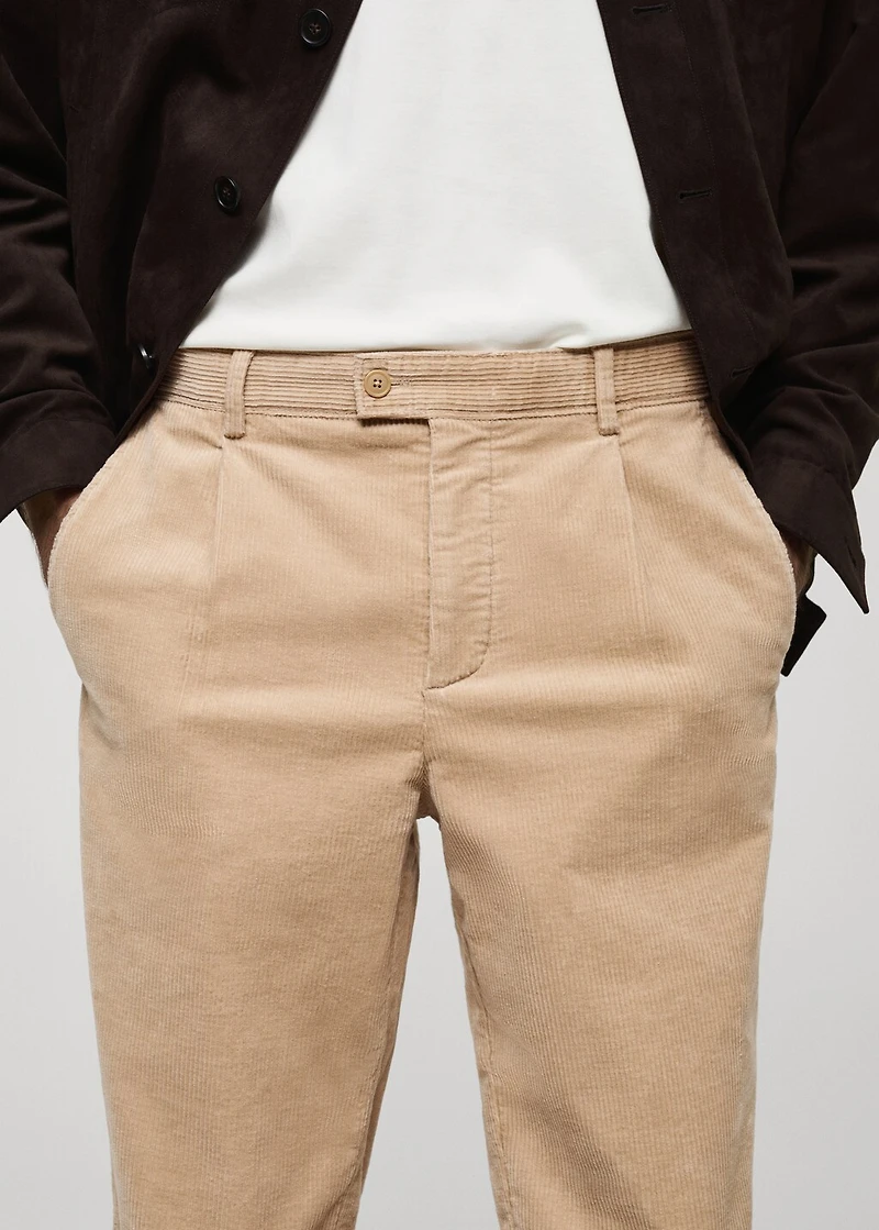 Corduroy straight-fit pants