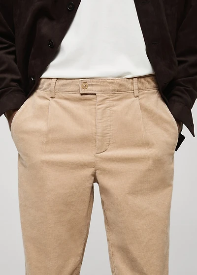 Corduroy straight-fit pants