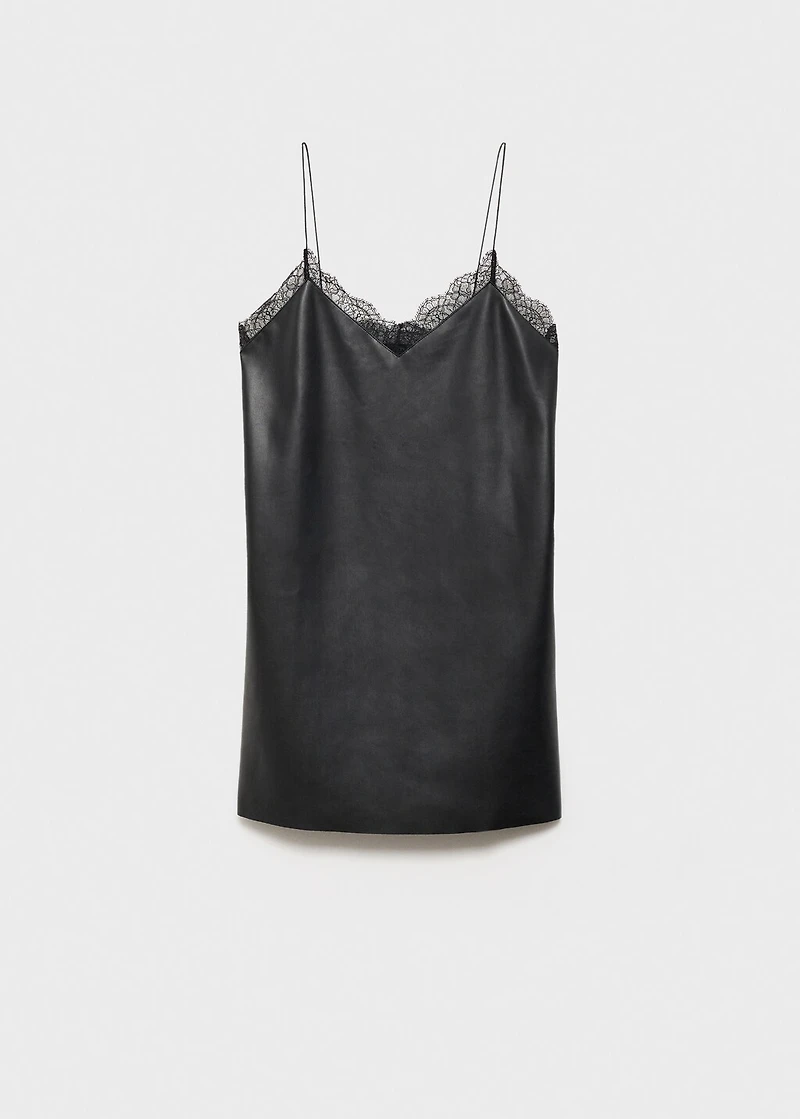 Faux-leather slip dress