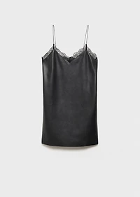 Faux-leather slip dress