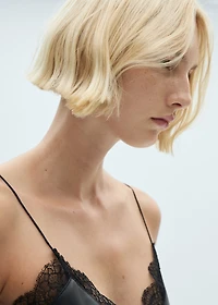 Faux-leather slip dress