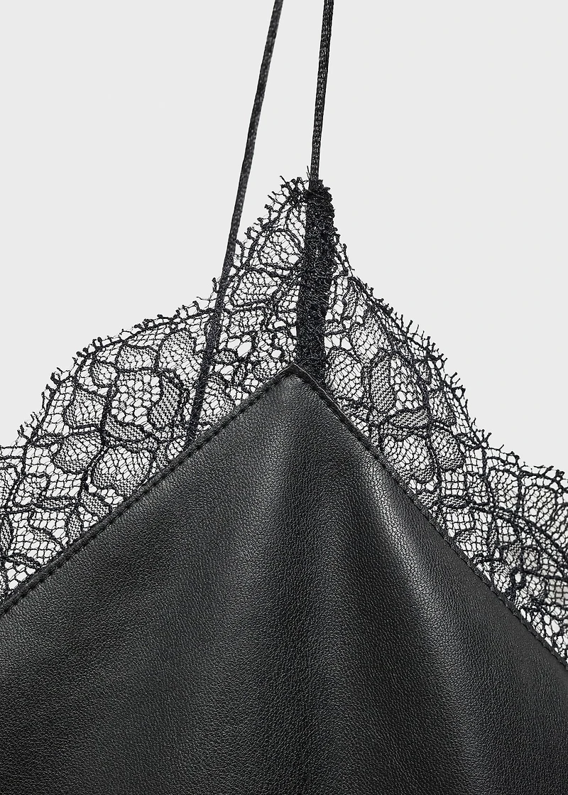 Faux-leather slip dress