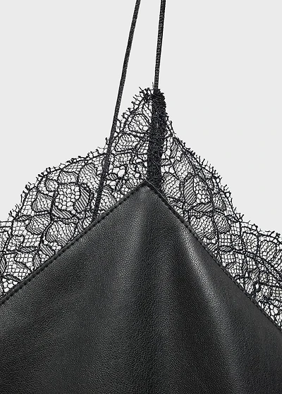 Faux-leather slip dress