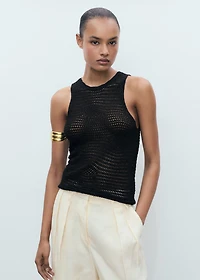Knitted lurex top with lace design