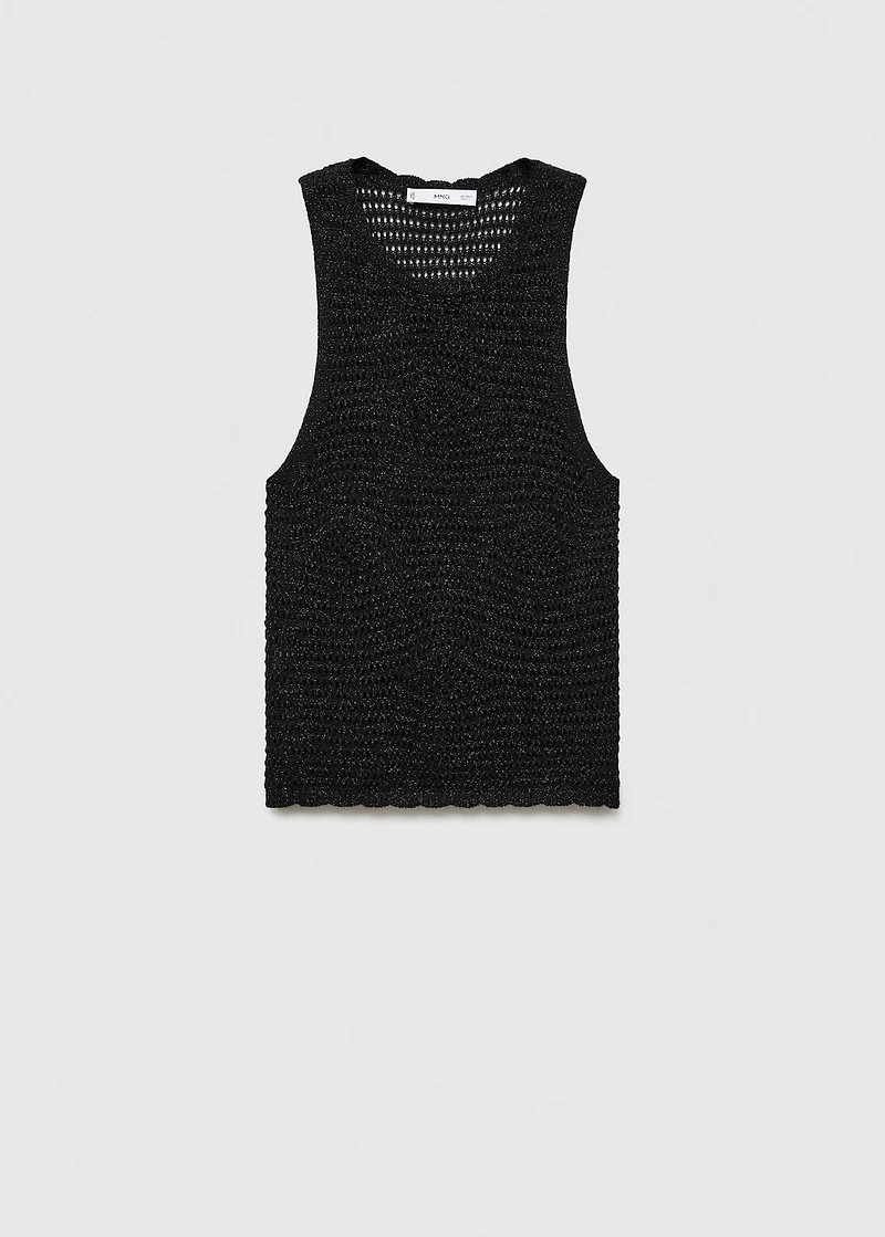 Knitted lurex top with lace design