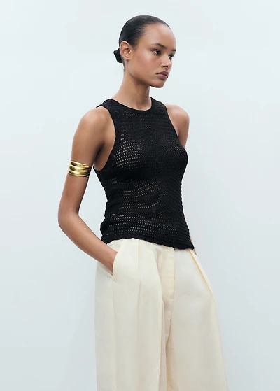 Knitted lurex top with lace design