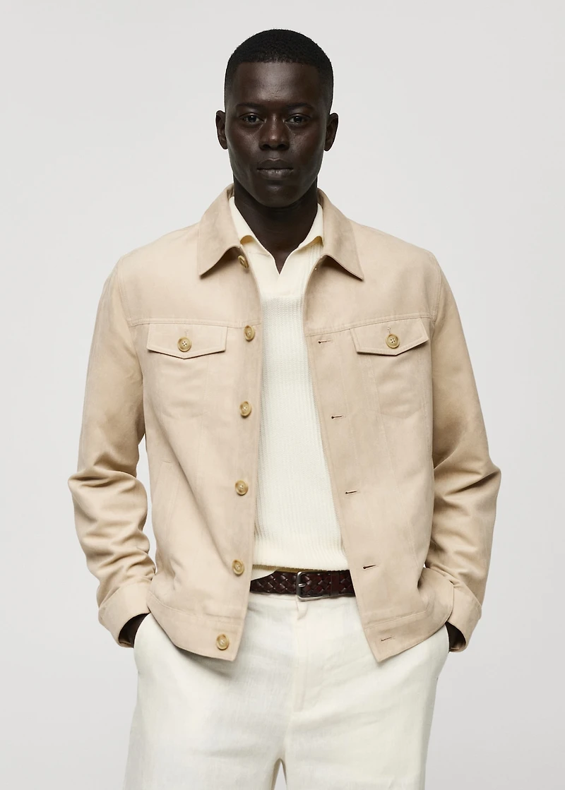 Suede-effect jacket with pockets