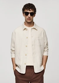 100% linen overshirt with pockets