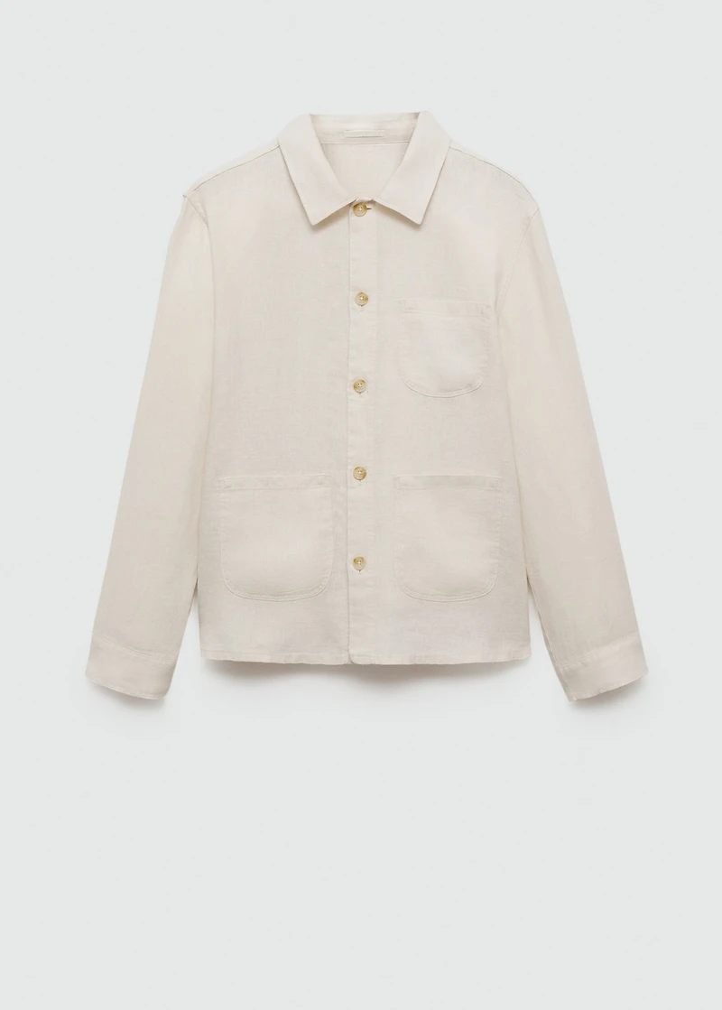 100% linen overshirt with pockets
