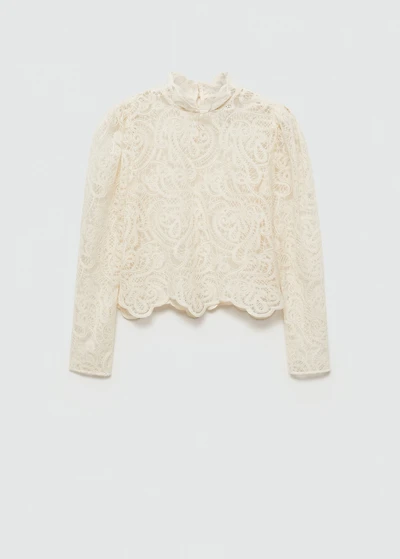 High-neck cotton lace blouse