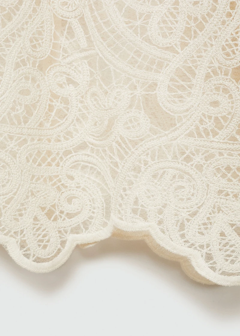 High-neck cotton lace blouse