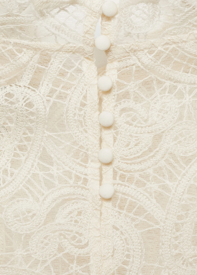 High-neck cotton lace blouse