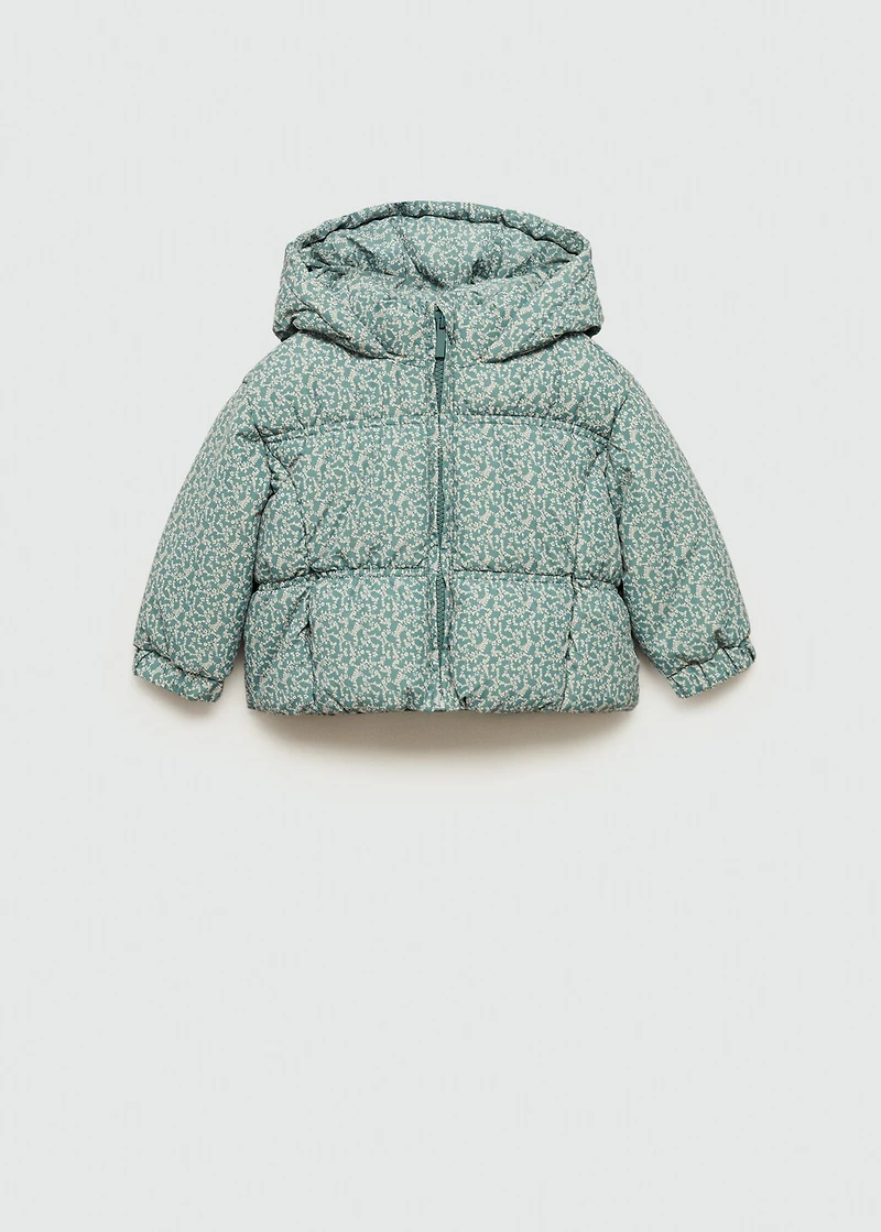 Flowers print quilted anorak