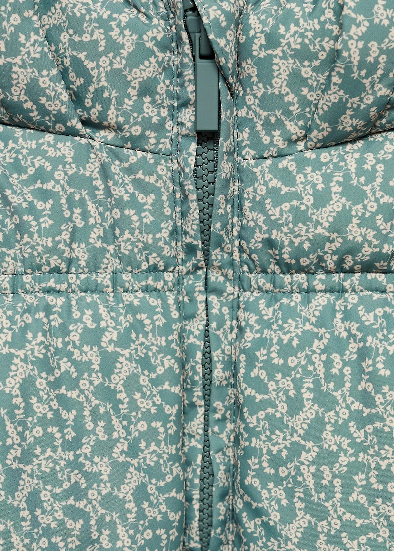 Flowers print quilted anorak
