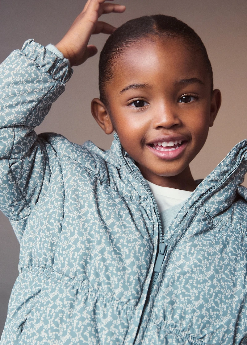 Flowers print quilted anorak