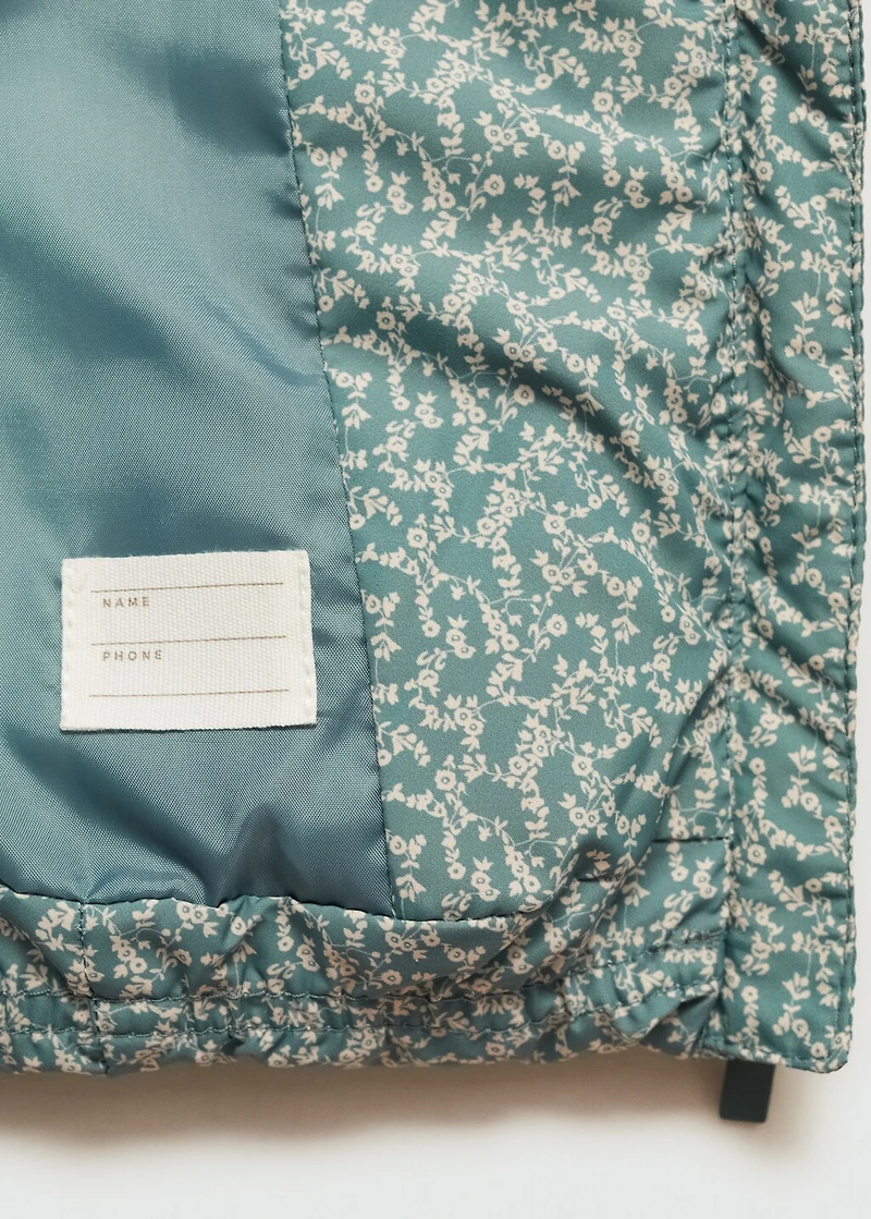 Flowers print quilted anorak