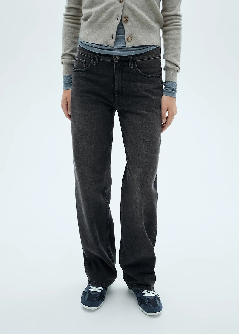 Mid-rise straight jeans
