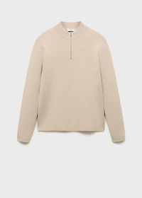 Medium-knit sweater with zip-up perkins neck