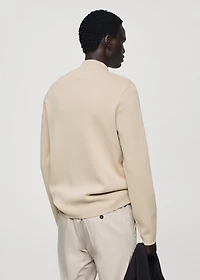 Medium-knit sweater with zip-up perkins neck