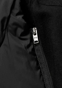 Wool coat with quilted interior hood