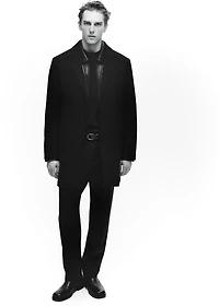 Wool coat with quilted interior hood